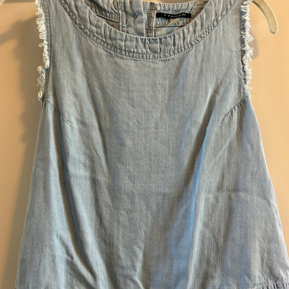 Tahari Denim Sleeveless Shirt Size S